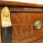 Antique Directoire chest of drawers in walnut with gilded bronze figures, Italy 18th century