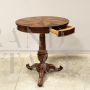 Antique round Louis Philippe coffee table in inlaid walnut, Italy 19th century