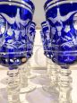 Set of 12 glasses and goblets in finely decorated blue Murano glass, Italy 1970s