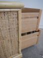 60's bamboo bedside table - small chest of drawers