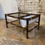 Vintage 1970s bamboo coffee table with fabric magazine rack