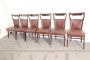 Six unique Vittorio Dassi 1950s chairs in wood and Skai