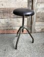 Industrial stool with leather seat