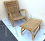 Bamboo armchair and stool set, 1960s