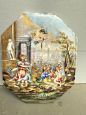 Capodimonte porcelain plaque with neoclassical scene and architecture, Naples 19th century