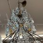 Antique chandelier with amber crystal drops and 10 lights