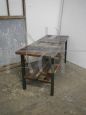 Industrial workshop industrial table in patchwork wood from the 70s