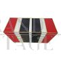 Dresser with 4 drawers in red, white and black colored glass