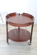 Round bar trolley in teak wood, Italy 1950s