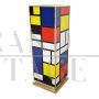 Pair of Mondrian style glass design columns