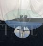 Marcuso design table by Marco Zanuso for Zanotta with round glass top