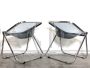 Pair of black Plona armchairs by Giancarlo Piretti for Anonima Castelli