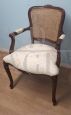 Antique Louis XV style armchair with Vienna straw back, Italy 1950s