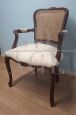 Antique Louis XV style armchair with Vienna straw back, Italy 1950s