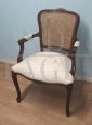 Antique Louis XV style armchair with Vienna straw back, Italy 1950s