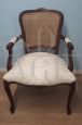 Antique Louis XV style armchair with Vienna straw back, Italy 1950s