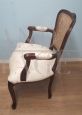 Antique Louis XV style armchair with Vienna straw back, Italy 1950s