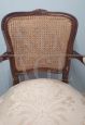 Antique Louis XV style armchair with Vienna straw back, Italy 1950s