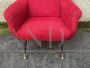 Pair of Gigi Radice style design armchairs in red bouclé wool, 1960s