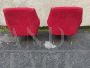 Pair of Gigi Radice style design armchairs in red bouclé wool, 1960s