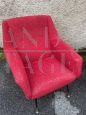 Pair of Gigi Radice style design armchairs in red bouclé wool, 1960s