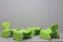 Complete Djinn lounge set by Olivier Mourgue for Airborne in green fabric