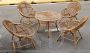 Bamboo lounge set with coffee table and 4 armchairs                            