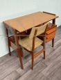 Vittorio Dassi style desk and chair set in mahogany and teak