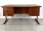 Vintage Italian desk in dark maple and teak wood