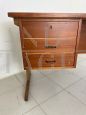 Vintage Italian desk in dark maple and teak wood