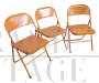 Set of 3 orange metal folding chairs, 1970s