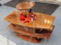 Vintage convertible coffee table with bottle holder mechanism