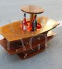 Vintage convertible coffee table with bottle holder mechanism