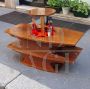 Vintage convertible coffee table with bottle holder mechanism