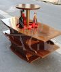 Vintage convertible coffee table with bottle holder mechanism