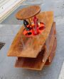 Vintage convertible coffee table with bottle holder mechanism