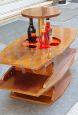 Vintage convertible coffee table with bottle holder mechanism