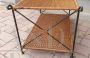 Vintage wicker and wrought iron coffee table