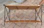 Vintage wicker and wrought iron coffee table