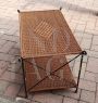 Vintage wicker and wrought iron coffee table