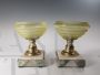 Pair of glass cup vases on a marble base