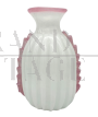 White and pink Murano glass vase attributed to Barovier, Italy 1940s