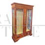 Antique style bookcase display cabinet inlaid and with silk-screened glasses 