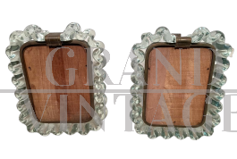 Coppia di cornici in vetro artistico di Murano ondulato anni '40