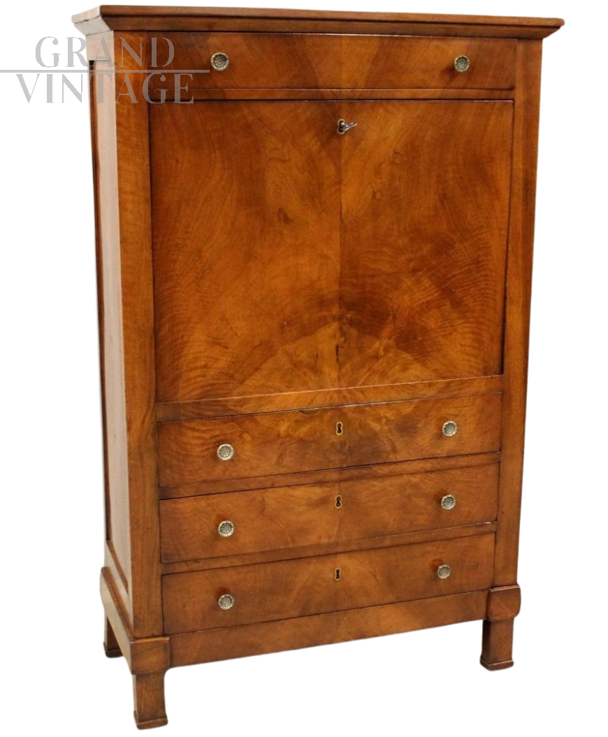 Antico Secretaire Impero in noce '800                            