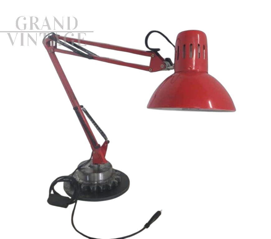 Lampada da scrivania Perenz in metallo rosso, Italia anni '60                            