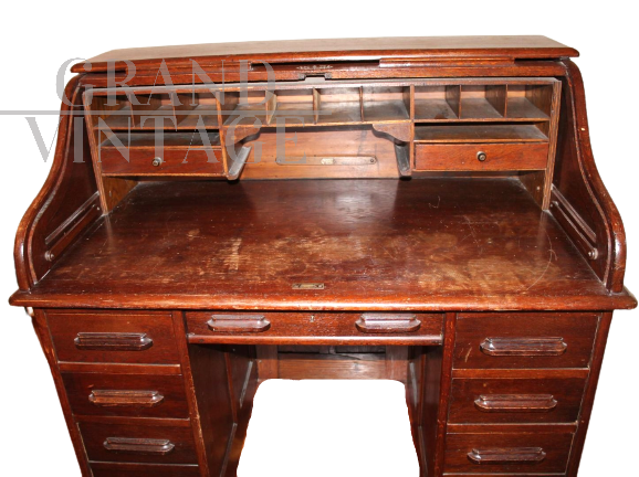 Scrittoio vintage con chiusura a serrandina - roll top desk