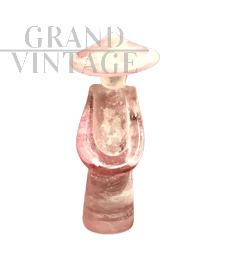 Statuetta orientale in vetro di Murano rosa, ditta Seguso anni '60