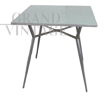 Tavolo quadrato vintage in formica verde, anni '50                            