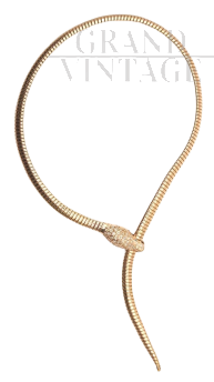 Collana vintage a forma di serpente in oro rosa                            
